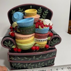 Vintage Mary Engelbreit Cookie Jar Chair Of Bowlies 10" Ceramic 1998